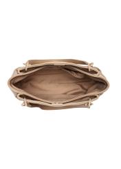 Beige women's imitation leather handbag TOREC-0998-1D(W26), product view inside on white background.