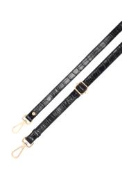 Black leather croco women's handbag TORES-1324-9G(Z26). View of the strap on a white background.
