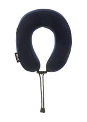 Navy blue soft travel pillow AW-014-0005-7D(W26), product view from the back on a white background.