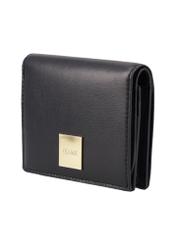 Black leather women's wallet PORES-1010-99(Z26) - oblique view of the product, on a white background.
