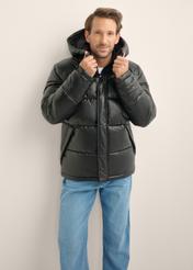 Men's black insulated jacket with hood KURMT-0340-99(Z26)