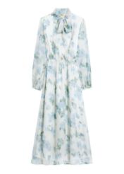 Cream women's floral dress SUKDT-0265-7P(W26) - front product view, on a white background.