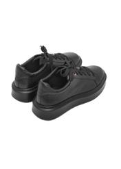 Women's leather shoes in black color BUTYD-1284-9I(Z26), product view from the back on a white background.