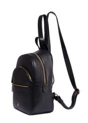 Black leather women's backpack TORES-1345-9I(Z26), diagonal product view on white background.