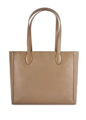 Dark brown leather women's shopper bag TORES-0971 F-1K(W26) - product view from the back, on a white background.