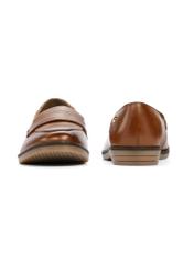 Women's leather moccasins in cognac color BUTYD-1067-1F(W26), front and back view of the product on a white background.