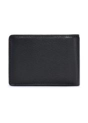 Black small leather men's wallet PORMS-0634A-99(Z25), product view from the back on a white background.