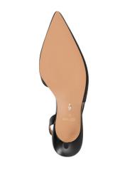 Black leather pumps with a cut-out heel BUTYD-1078A-99(W26), view of the sole of the product on a white background.