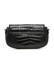 Small black women's croco handbag TOREC-1264-9G(Z26), product view from the back on a white background.