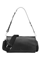 Women's black leather messenger bag TORES-1438-99(Z26). Front view on a white background.