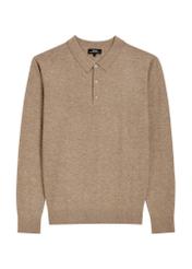 Camel wool men's sweater SWEMT-0197-1D(Z26) - front product view, on a white background.