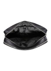 Black leather laptop bag TORES-1222-99-9I(W26) - top view of the product on a white background.