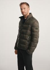 Men's olive transitional jacket KURMT-0389-57(Z25), product visible diagonally on the model, half of the silhouette visible.
