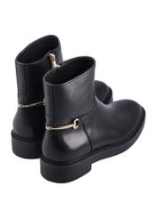 Women's leather black ankle boots BUTYD-1290-99(Z26), product view from the back on a white background.