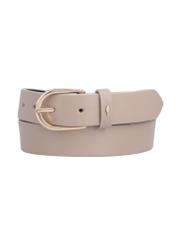 Beige leather women's belt PASDS-0345-1B(Z26), front product view on white background.