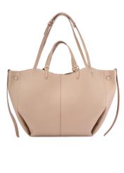 Beige large shopper bag TOREC-1201-1B(W26) - product view from the back, on a white background.