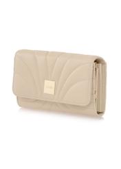 Large cream women's wallet with stitching PORES-0839-12(W23)-02