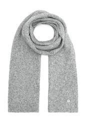 Gray women's winter scarf SZADT-0202-91(Z25), product view from the front on a white background.