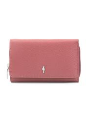 Pink leather medium women's wallet PORES-0801-5B(Z26), front product view on white background.