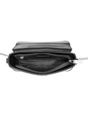 Black women's messenger bag TOREC-1066-99(Z25), view of the inside of the product on a white background.
