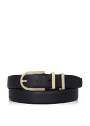 Women's black leather belt PASDS-0159C-99(W24)-01