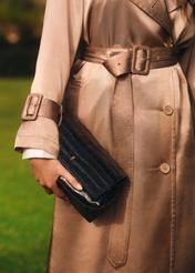 Black leather croco women's handbag TORES-1234-9G(W26)