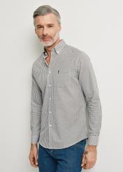 Green men's fine check shirt KOSMT-0277-55(W24)-01