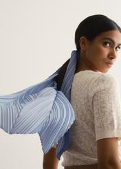 Blue women's scarf with crease SZADT-0157-60(W23)-01