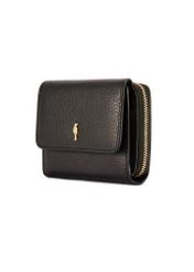 Black leather women's wallet with RFID protection PORES-0825RFID-99(Z25), diagonal product view on white background.