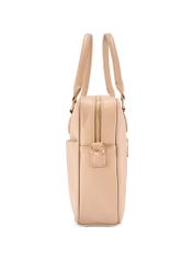 Beige women's laptop bag TOREC-1209-1B(W26), side product view on white background.
