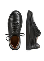 Black leather men's sports shoes BUTYM-0484-99(W25), top view of the product on a white background.