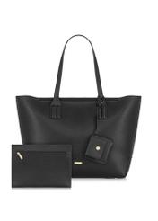 Black imitation leather shopper bag TOREC-0908-99(W24)-05