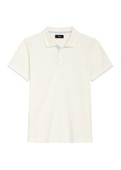Cream cotton polo shirt POLMT-0045B-0B(W26), front product view on white background.