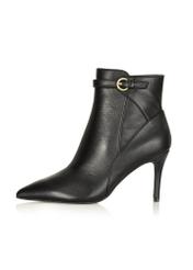 Black leather ankle boots with a high heel BUTYD-1123-99(Z24)