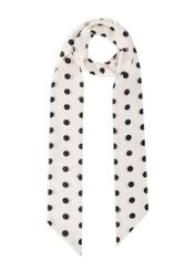 Cream women's scarf with polka dots SZADT-0187-0P(W26) - front product view, on a white background.
