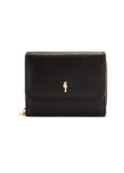 Black leather women's wallet with RFID protection PORES-0825RFID-9I(Z26), front product view on white background.