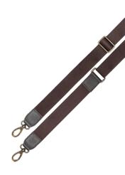 Brown leather men's laptop bag TORMS-0522-1H(Z26), product strap view on white background.