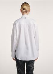 Women's cotton shirt in white KOSDT-0171-11(Z25), product view from the back on the model. Half of the silhouette visible.