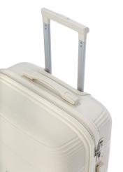 Large suitcase on wheels WALPP-0022-0C-28(W26), close-up of the product handle, view on a white background.