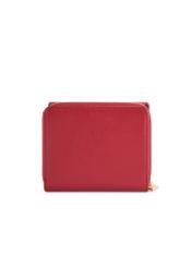 Small red leather women's wallet PORES-0990-4C(W26), product view from the back on a white background.