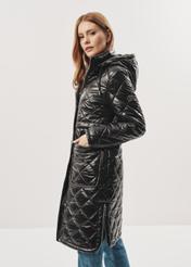 Women's long black jacket KURDT-0476-99(Z23)-04