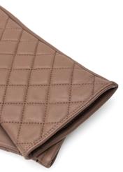 Women's camel leather gloves REKDS-0079A-24(Z25), close-up of product detail, view on white background.