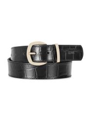 Black croco leather women's belt PASDS-0322-9G(W26), front product view on white background.
