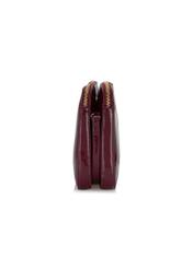 Burgundy patent leather women's messenger bag TOREC-0205F-43(Z25), side view of the product on a white background.