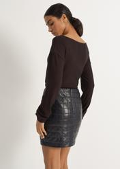 Black quilted leather skirt SPCDS-0067-1036(W23)-03