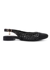 Black braided women's shoes BUTYD-1252-99(W26), side view of the product on a white background.