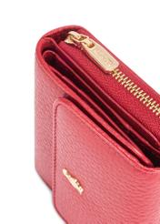 Red leather women's wallet PORES-0818 RFID-42(Z25), close-up of the product detail, view on a white background.