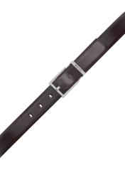 Men's brown leather belt PASMS-0263-1I(W26), close-up of the buckle on a white background.