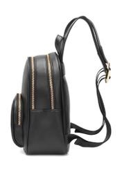 Small black women's backpack TOREC-1026-99(W26), side product view on white background.