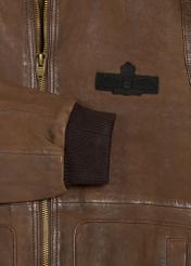Men's brown leather jacket KURMS-0383-2876(Z25), close-up of the product detail.